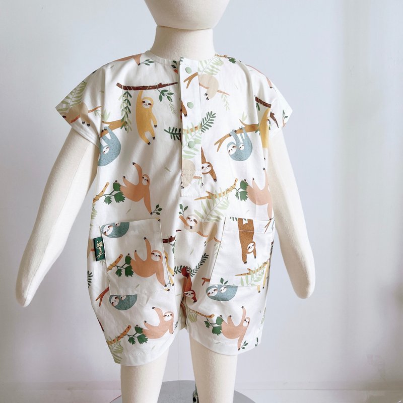 Simple jumpsuit-funny sloth - Onesies - Cotton & Hemp White