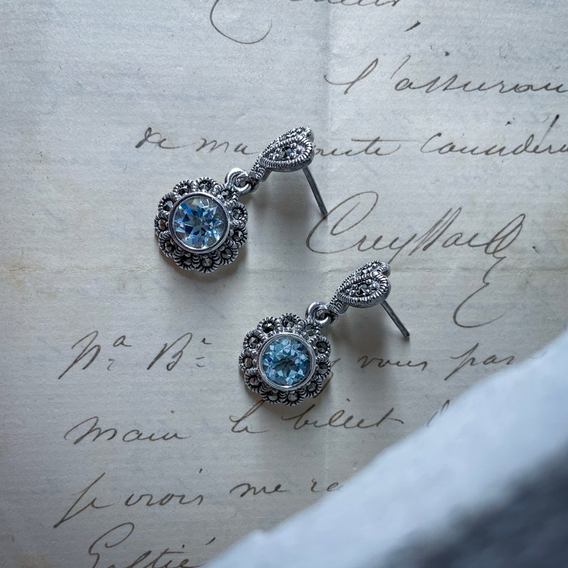 ::Treasures of the Deep:: Sterling Silver Earrings Aquamarine - Earrings & Clip-ons - Sterling Silver Blue