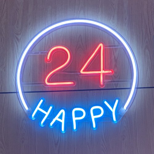 霓虹燈客制 24 Happy禮物霓虹燈LED發光字Neon Sign廣告招牌Logo餐廳酒吧咖啡