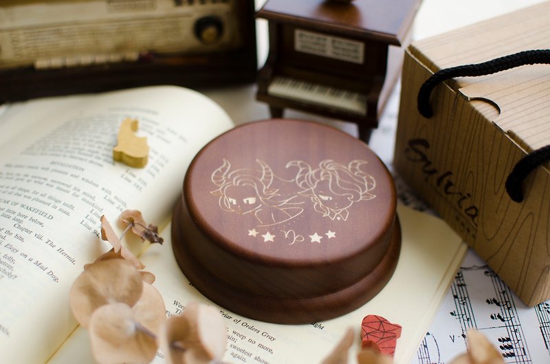 [Birthday Gift, Memorial Gift, Christmas Gift] Zodiac Capricorn / Music Box - Items for Display - Wood Brown