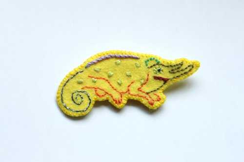 tokay.tw 動物插畫系列 / 變色龍 刺繡胸針