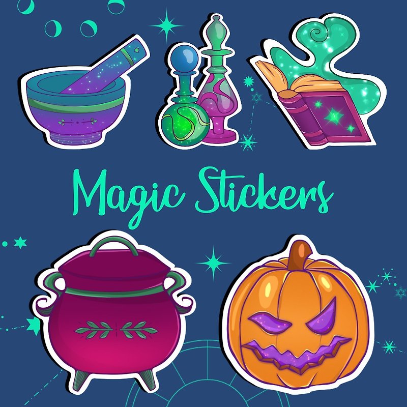 Magic Clipart, Magic Illustrations, Wizard Illustrations, Witches PNG - Digital Wallpaper, Stickers & App Icons - Other Materials 