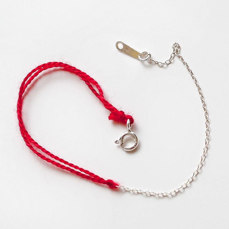 Sterling silver 925 sterling silver mix and match classic cotton rope red thread ultra-fine bracelet "Small Chain Club" BSV042 - Bracelets - Other Metals Red