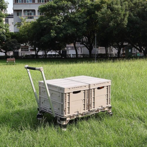 立格扉 Ligfe 兩用桌板手推車-卡其 可變桌子 可斜拉 摺疊箱