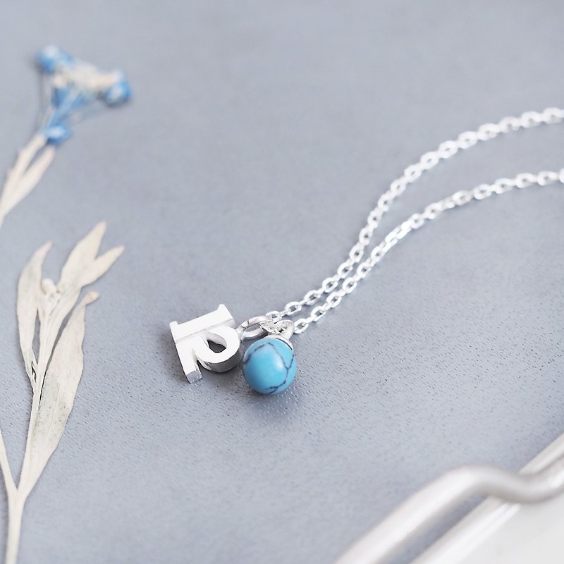 Number December Birthstone Turquoise Stone Silver 925 - Necklaces - Other Metals Blue