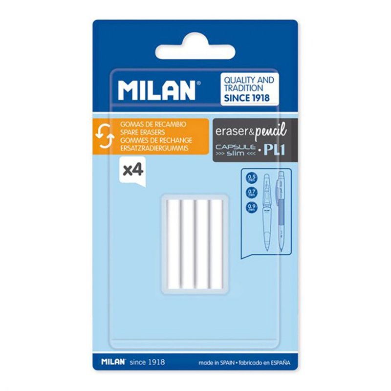 MILAN 自動鉛筆補充橡皮擦(適用CAPSULE SLIM/PL1系列) - 其他書寫用具 - 橡膠 白色