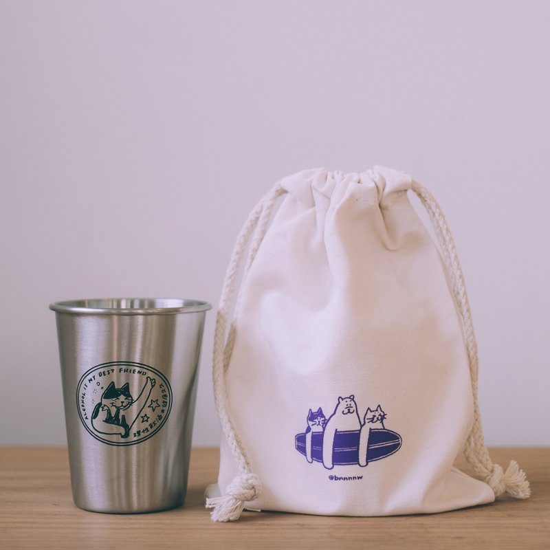 [Free Brand Drawstring Pocket] 304 Stainless Steel Cold Drink Cup, Drink Responsibly and Healthy for a Long Time 350ml - แก้ว - สแตนเลส สีเงิน