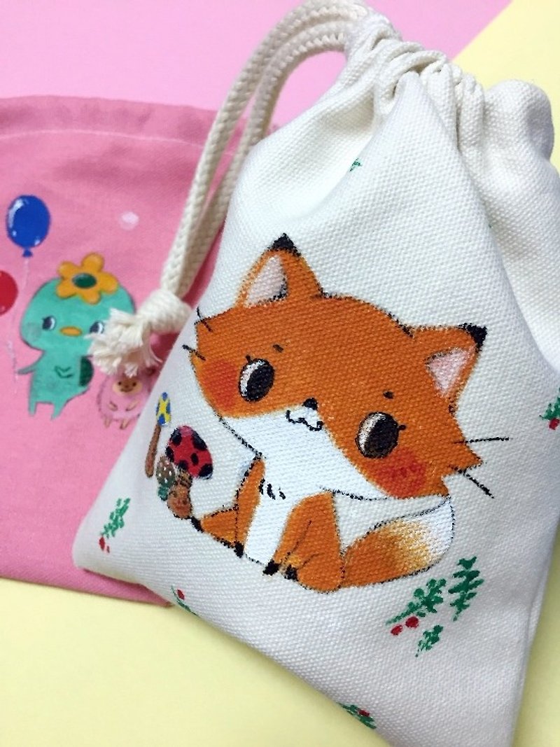 Komori fox hand painted pocket - Other - Cotton & Hemp Orange