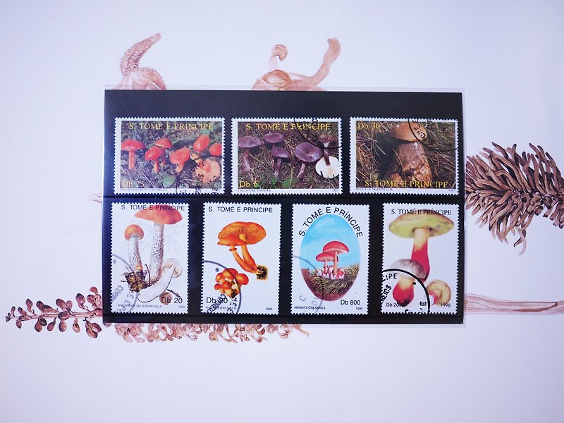 Vintage mushroom stamps around the world 2 - Other - Paper 