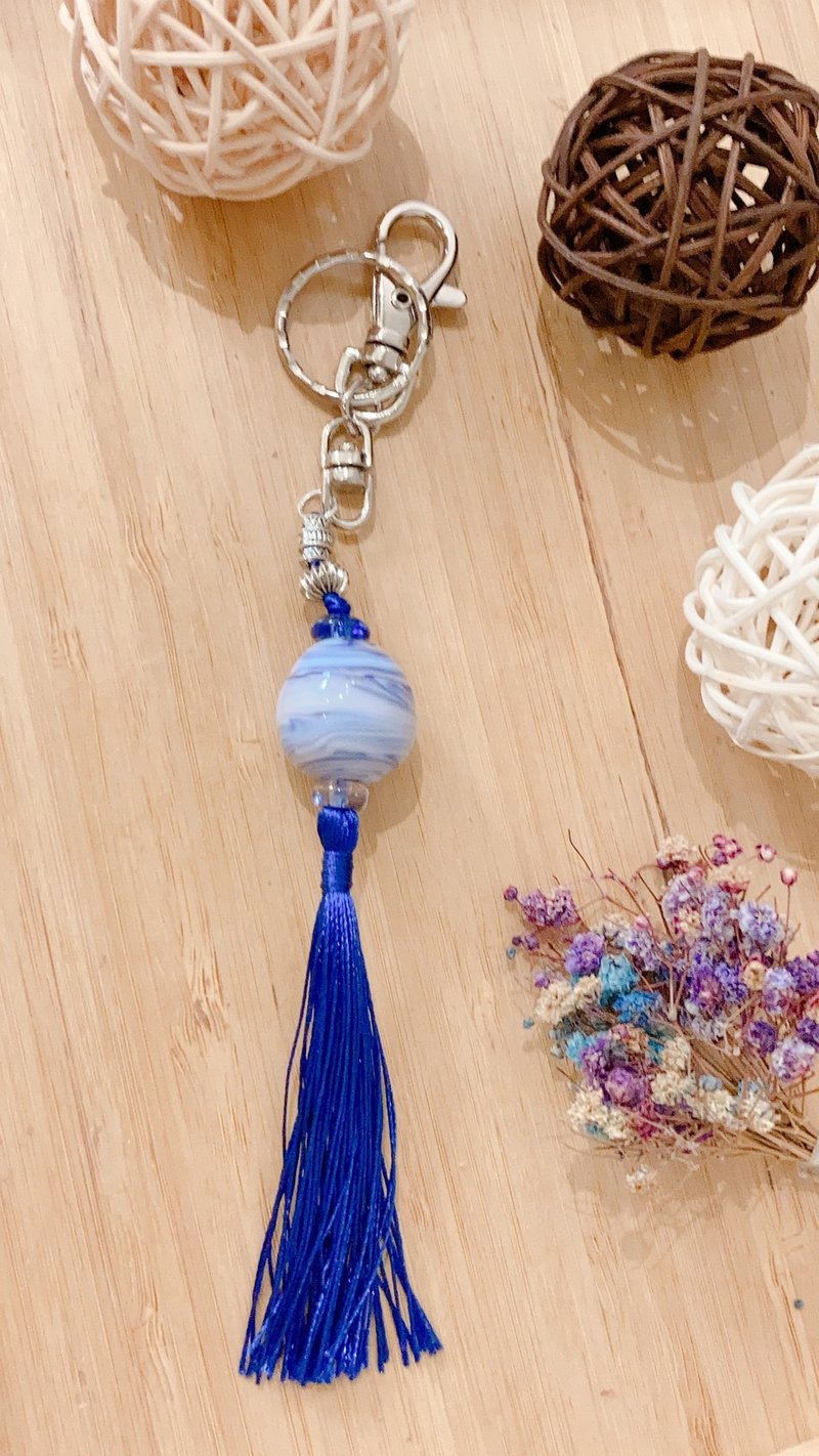 Colored glaze pendant-spiritual wisdom (Indigo color)# key ring - พวงกุญแจ - กระจกลาย 