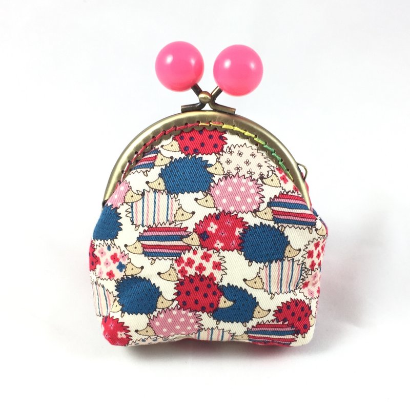 Little Rainbow Candy Gold Coin Purse-Red Hedgehog - กระเป๋าใส่เหรียญ - ผ้าฝ้าย/ผ้าลินิน สีแดง