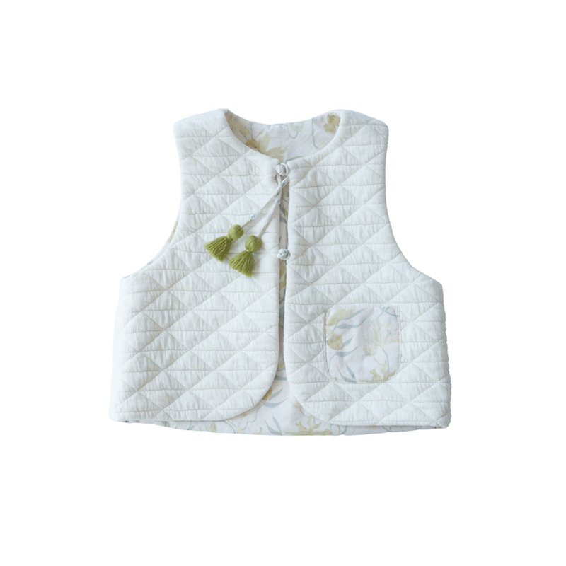 Traditional Chinese double-sided fringed vest iris - Tops & T-Shirts - Cotton & Hemp 