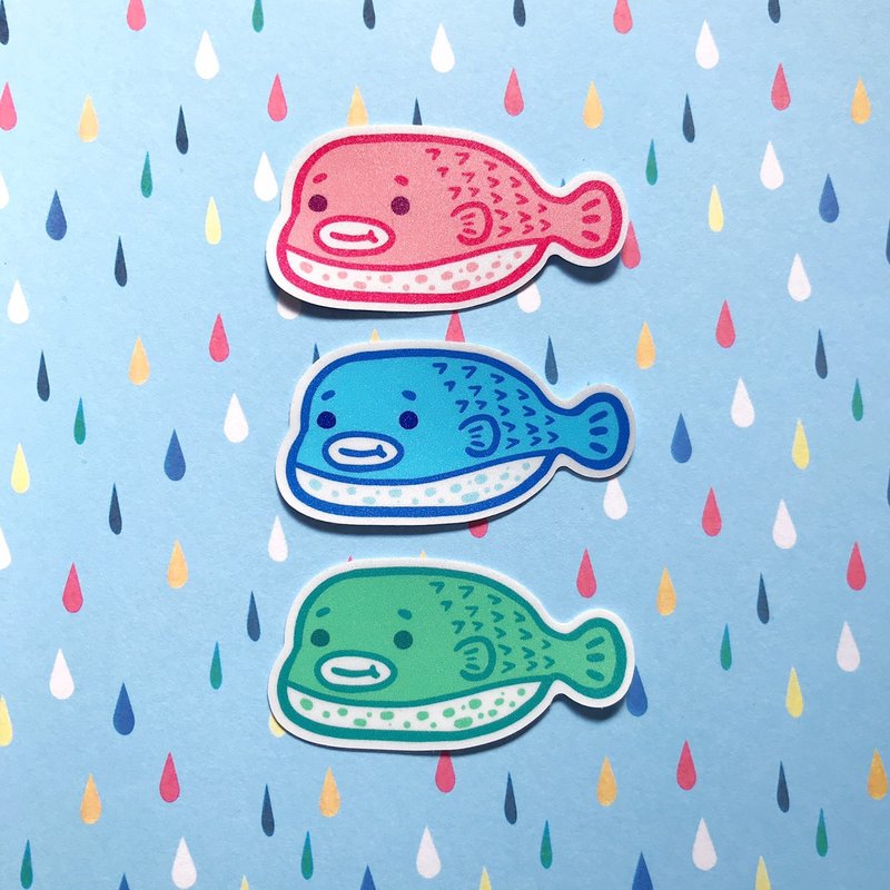 Waterproof Sticker-Fat Pufferfish Mulberry - Stickers - Waterproof Material Orange