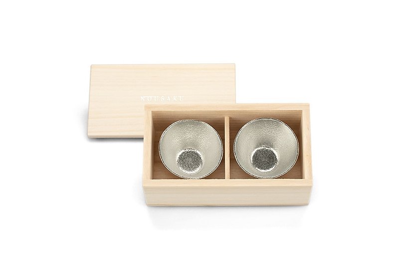 Sake cup wooden box set - แก้วไวน์ - โลหะ สีเงิน