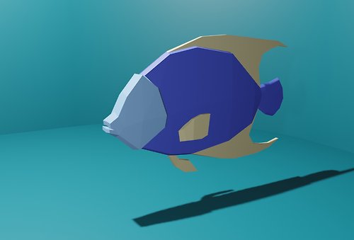 PaperCraft Fish in lowpoly style, 3D model, Paper craft