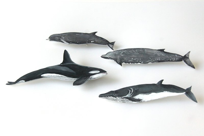 Yuji Hand-painted Brooch Customization* / Whale - เข็มกลัด - อะคริลิค 
