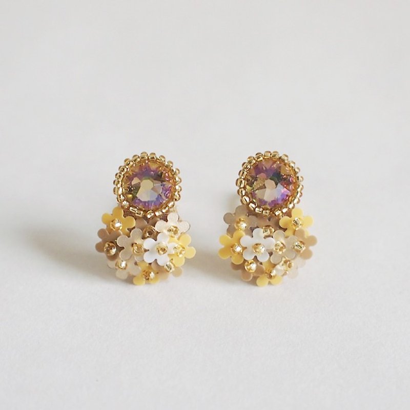 Earrings bijoux & bouquet yellow - 耳環/耳夾 - 玻璃 黃色