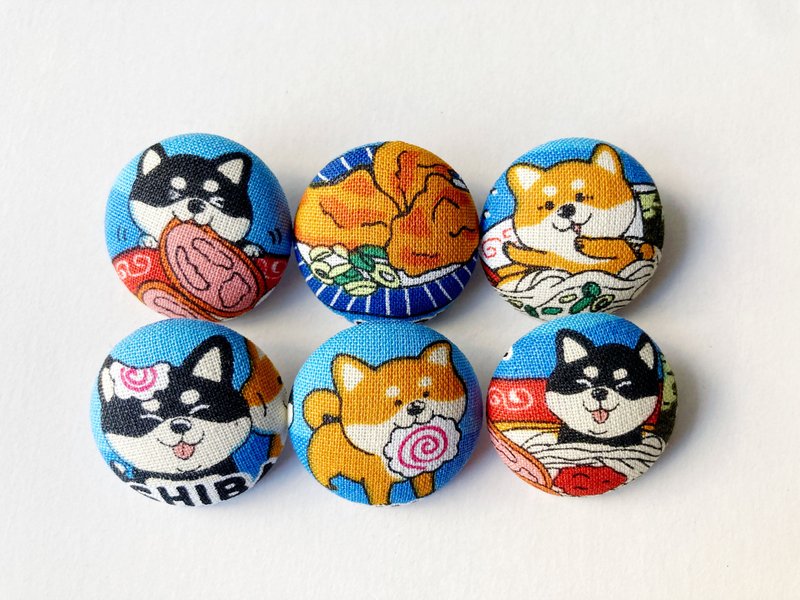 Ramen Shiba Inu Buttons Knitting/Knitting/Sewing DIY Materials Handmade Materials - Knitting, Embroidery, Felted Wool & Sewing - Cotton & Hemp Blue