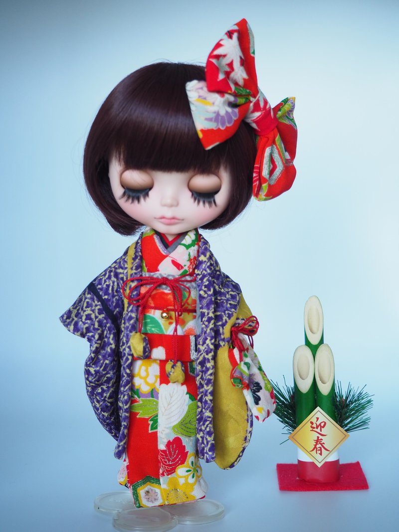 Gorgeous kimono and haori for Blythe - 玩偶/公仔 - 絲．絹 紅色