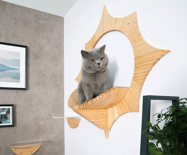 MYZOO Lack: Wall Mounted Cat Bed Floating Cat Perch Cat Tree Wooden Cat Furniture Cat Shelves 