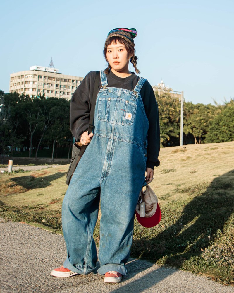 Tsubasa.Y│Carhartt overalls denim 47 waist E02 work overalls denim denim - จัมพ์สูท - ผ้าฝ้าย/ผ้าลินิน สีน้ำเงิน