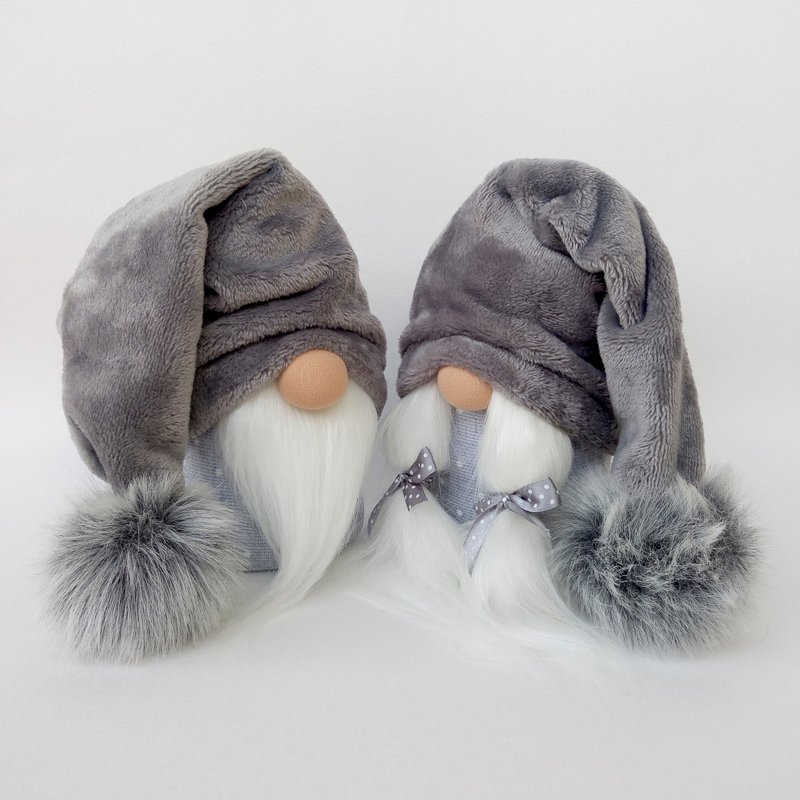 Christmas Gnomes Plush Gnome Family Stuffed Gnome Dolls Swedish Gnome Christmas - ตุ๊กตา - วัสดุอีโค สีเทา