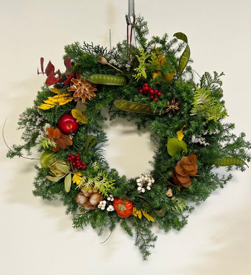 [Christmas Wreath Series] Dreamland Fresh Cedar Christmas Wreath - ช่อดอกไม้แห้ง - พืช/ดอกไม้ 