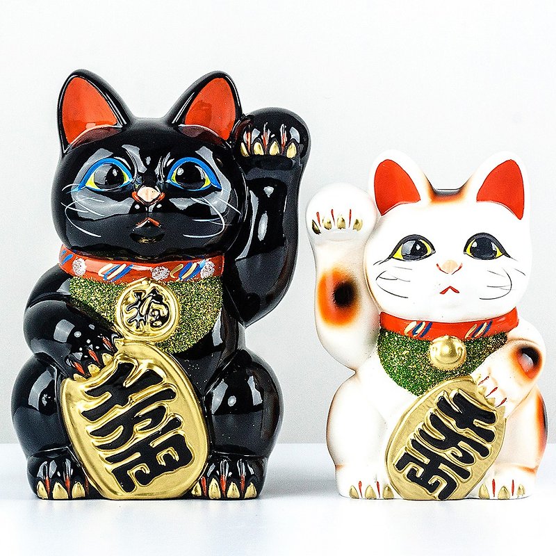 常滑焼 10,000 2 招き猫 黒陶磁オーナメント 新築祝い 誕生日プレゼント 貯金箱 スポット - 置物 - 陶器 