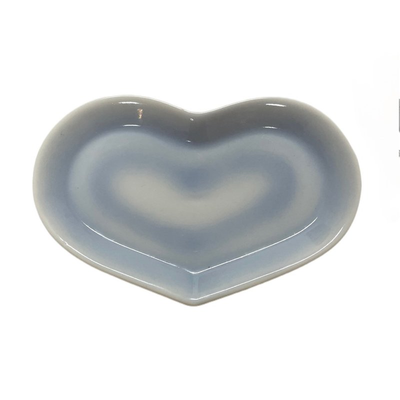 I double heart dessert plate_blue - Plates & Trays - Pottery Blue