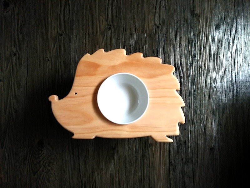 Hairy children table series - [stab the only ....] (X handmade X with porcelain bowl) - Pet Bowls - Wood Brown