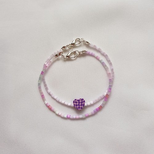 cronett Pastel bead bracelet + heart pendant