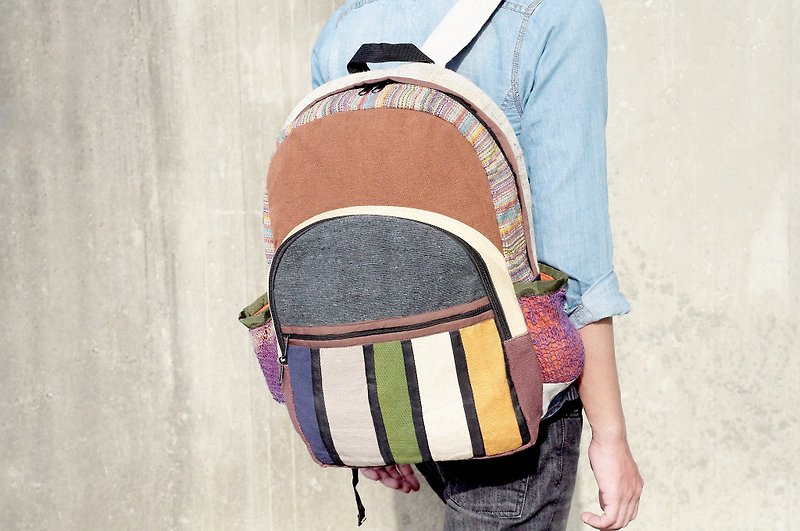 Hand-stitched design backpack/shoulder bag/BOHO mountaineering bag/travel bag-color forest travel nation - กระเป๋าเป้สะพายหลัง - วัสดุอื่นๆ หลากหลายสี