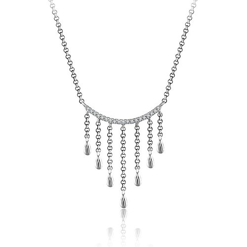 Genevieve Collection 18k垂形金線鑽石項鍊