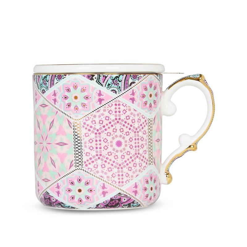 【T2 tea】骨瓷馬克杯_華麗復古系列(粉紅色) - 咖啡杯 - 瓷 
