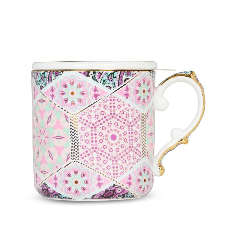 【T2 tea】Bone China Mug_Gorgeous Retro Series (Pink) - แก้วมัค/แก้วกาแฟ - เครื่องลายคราม 