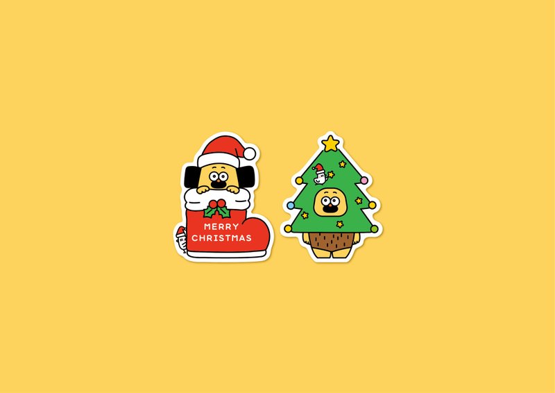 ステッカー2枚セット_Xmas - 貼紙 - 塑膠 黃色