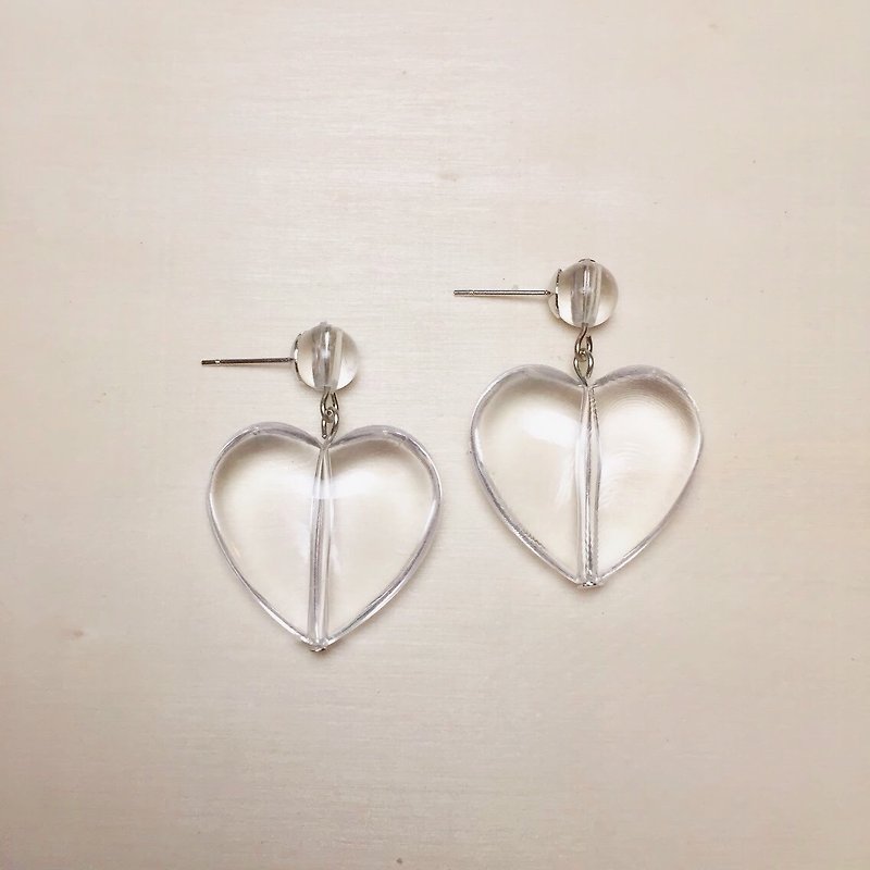 Waterproof Acrylic transparent love earrings - Earrings & Clip-ons - Acrylic Transparent