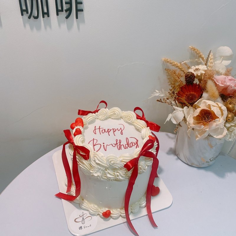 燃燒蛋糕 紅緞帶 情人節浪漫 生日蛋糕 客製化蛋糕 鑠甜點 紀念日 - 蛋糕/甜點 - 新鮮食材 