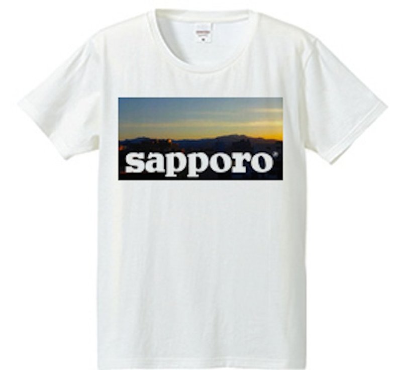 SAPPORO (UNISEX / white · gray) - เสื้อยืดผู้หญิง - ผ้าฝ้าย/ผ้าลินิน สีเทา