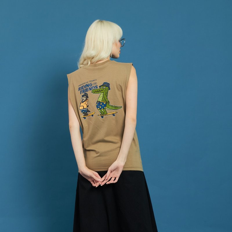 Riding with friends Cotton Tank Top / M L / 4 colors - 帽T/大學T - 棉．麻 白色