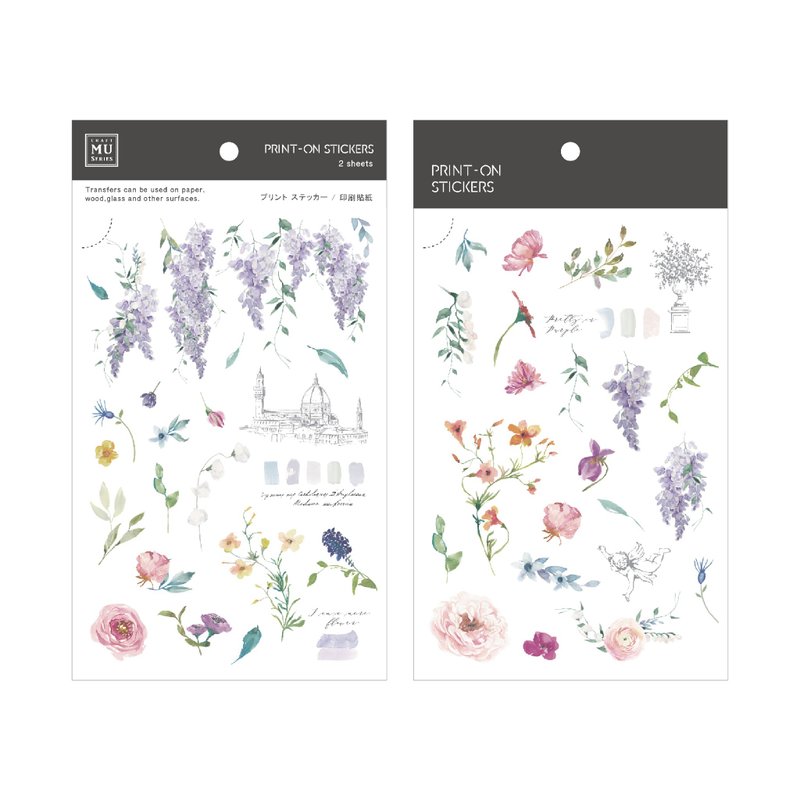 【Print-On Stickers 轉印貼紙】no.215-紫藤之愛 | 花草系列 - 貼紙 - 其他材質 紫色