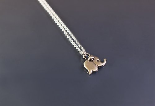 Maple jewelry design 動物系列-新款小花象925銀項鍊