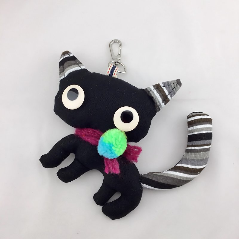 小さな黒い猫のコットンストラップ - バックパック良きパートナー - 人形・フィギュア - コットン・麻 