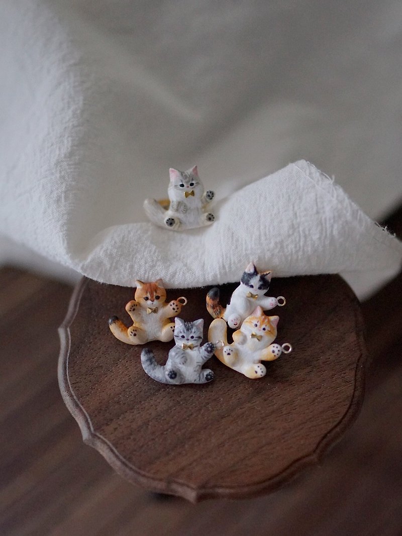 獨角森林unimori好奇的小貓 寵物訂製 可客製化 手作粘土戒指 - 戒指 - 黏土 