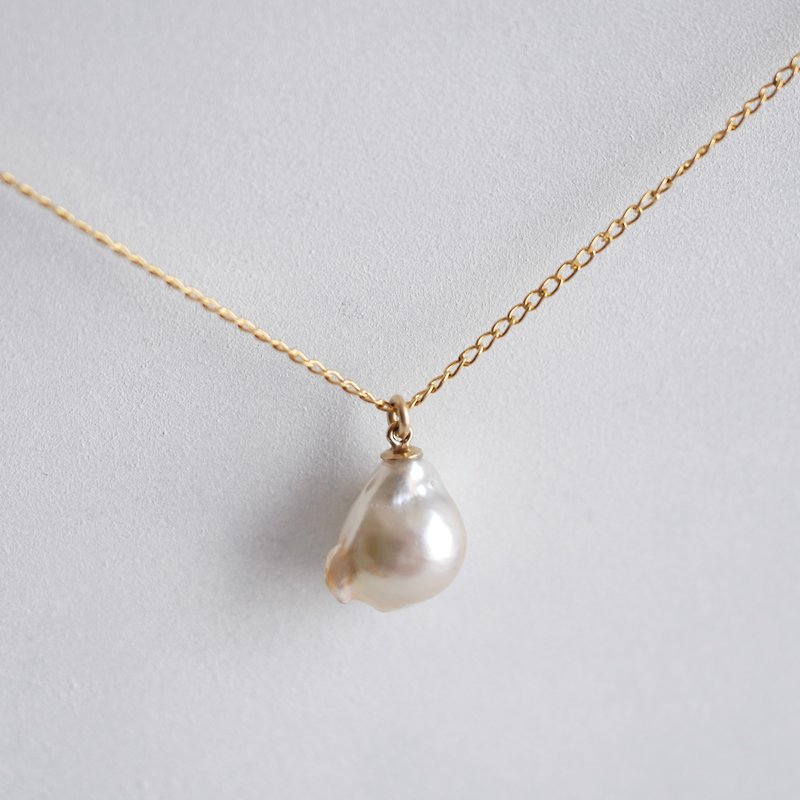 14KGF South sea pearl necklace - สร้อยคอ - ไข่มุก ขาว