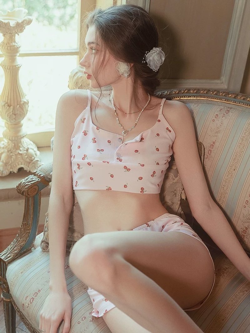 cherry print top and shorts set - 睡衣/居家服 - 其他材質 
