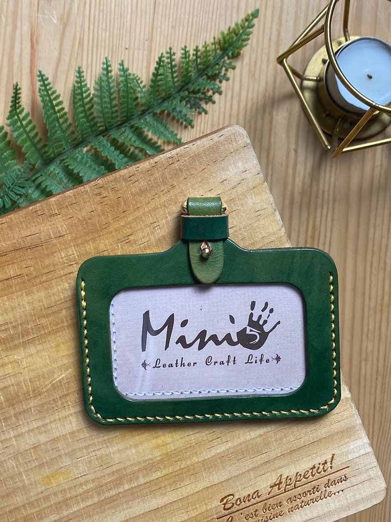 [Mini5] Horizontal identification card / (excluding neck strap/sling) can be purchased separately (green) - ID & Badge Holders - Genuine Leather Multicolor