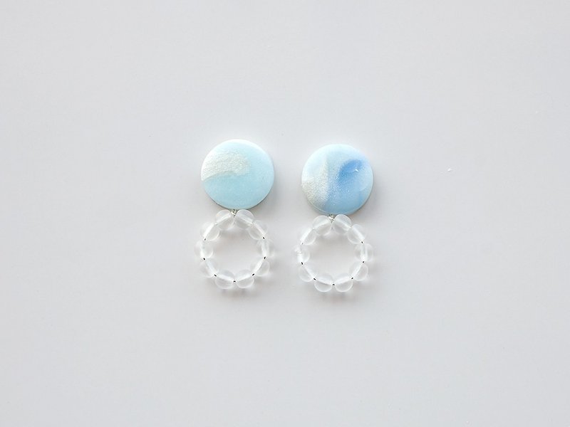 Small ring earrings / earrings - Earrings & Clip-ons - Clay Blue