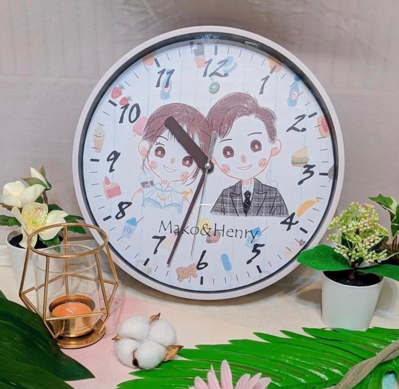 Beautiful Witness of Love Hand-painted [Clock] Home Decoration Wedding Anniversary Gift Customized Clock - นาฬิกา - วัสดุอื่นๆ สีเขียว