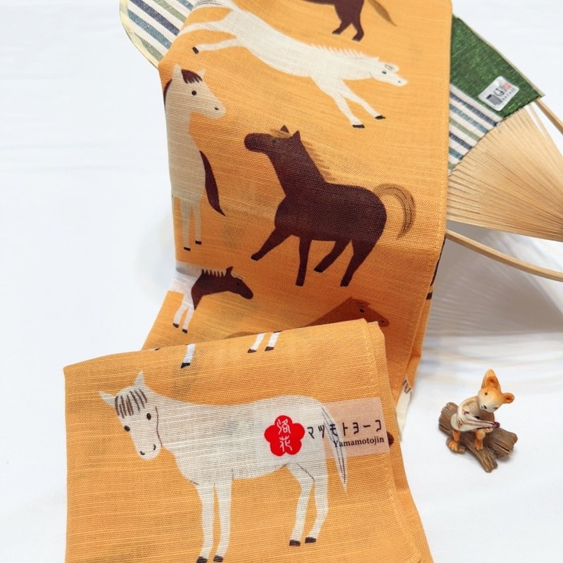 京都手帕-洛花系列-萬馬奔騰 - 手帕 - 棉．麻 